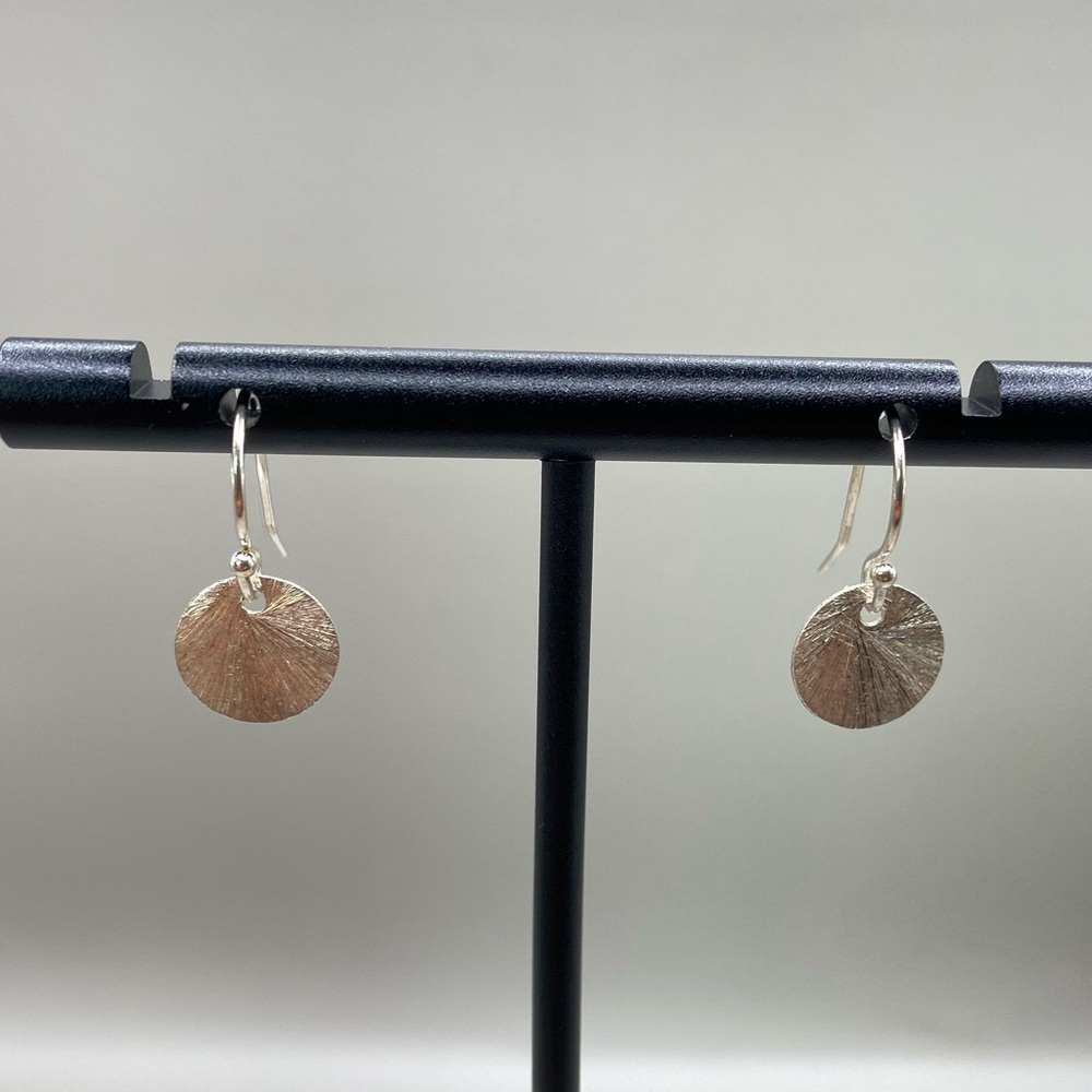 Sterling Silver Minimalist Brushed Disc Earrings